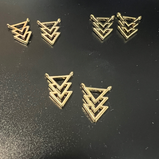 Gold Geometric Triangle Charm Connector for Jewelry Making - Set of two (2)