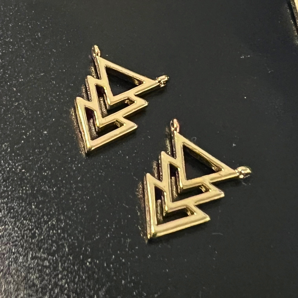 Gold Geometric Triangle Charm Connector for Jewelry Making - Set of two (2)