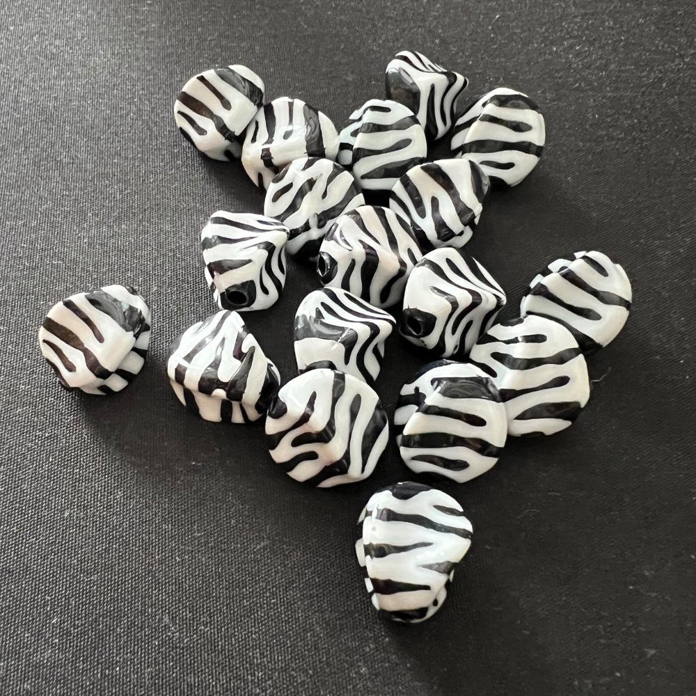 Irregular Black and White Zebra Spacer Beads Acrylic