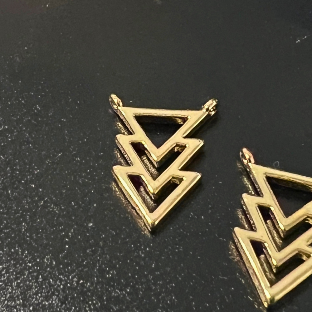 Gold Geometric Triangle Charm Connector for Jewelry Making - Set of two (2)