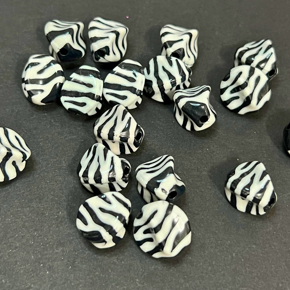 Irregular Black and White Zebra Spacer Beads Acrylic