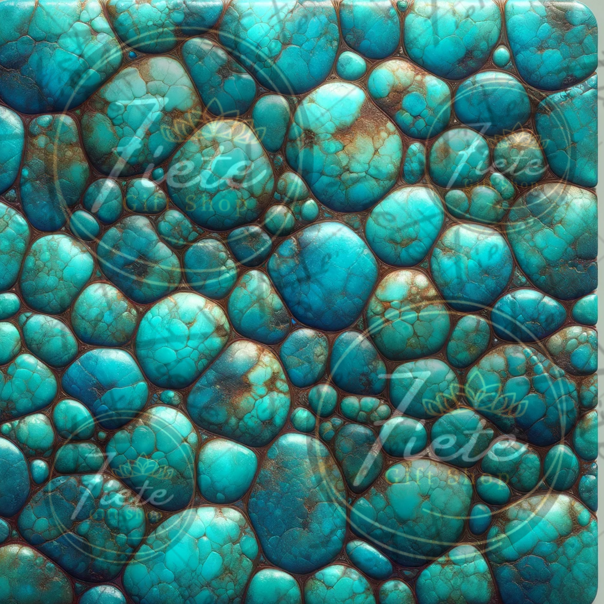 A square filled with an intricate pattern that resembles antique turquoise stones.