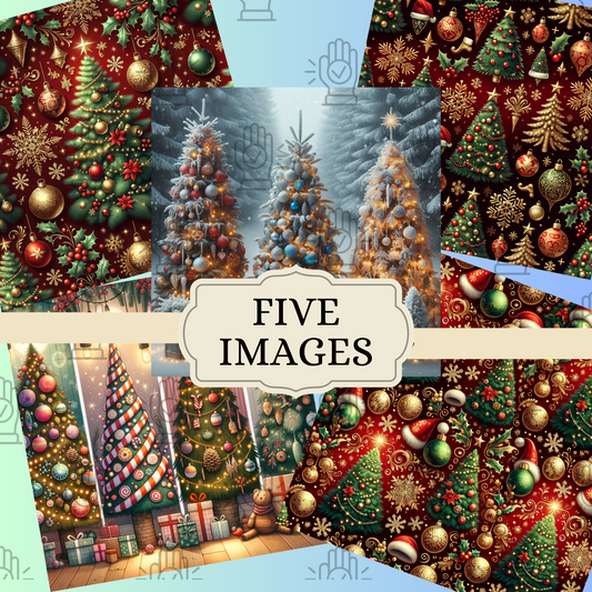 Whimsical Christmas Trees Patterns-PNG