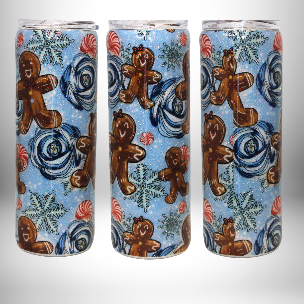 20oz Glitter Tumbler - Ginger Bread & Candy Cains - Cristina